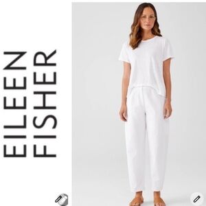 Eileen Fisher Crisp White Lantern Cargo Pant EUC
